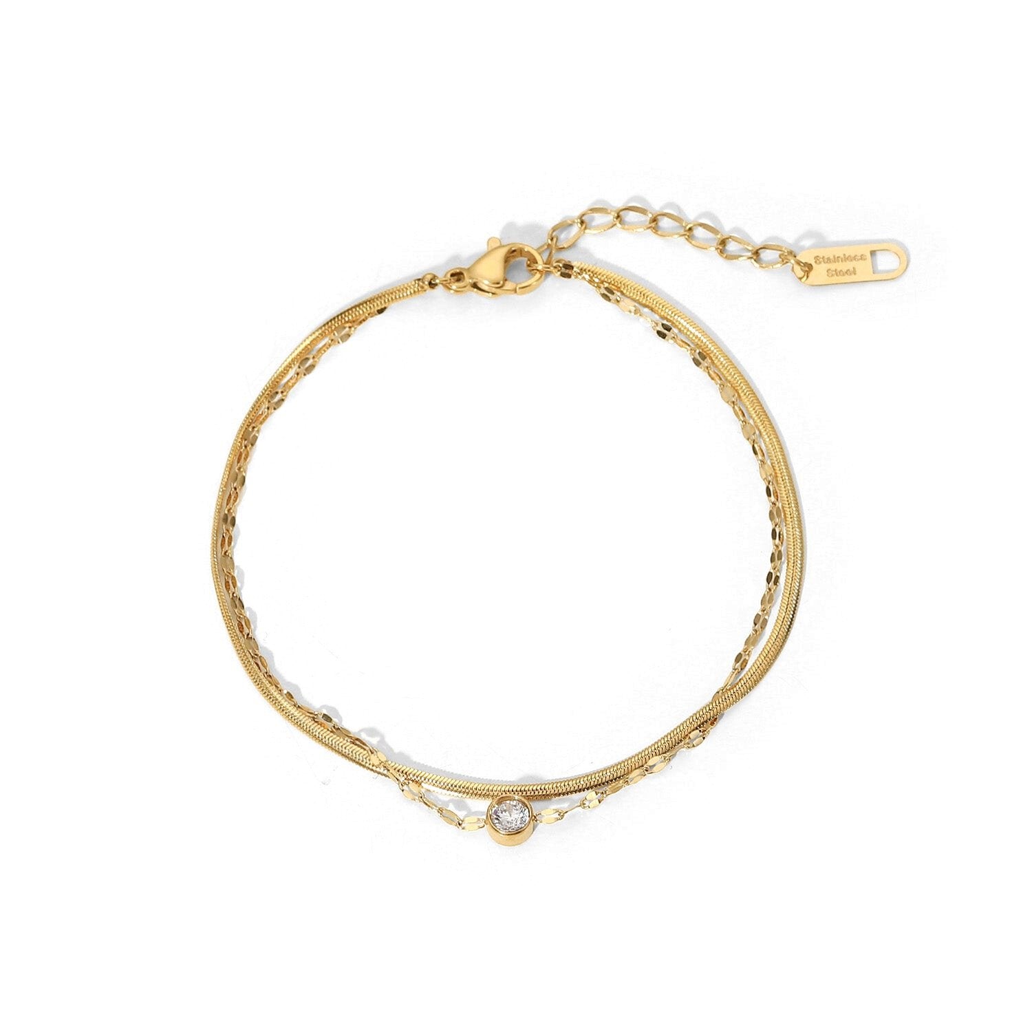 Lorena Dual Chain Bracelet | 18K Gold-Plated