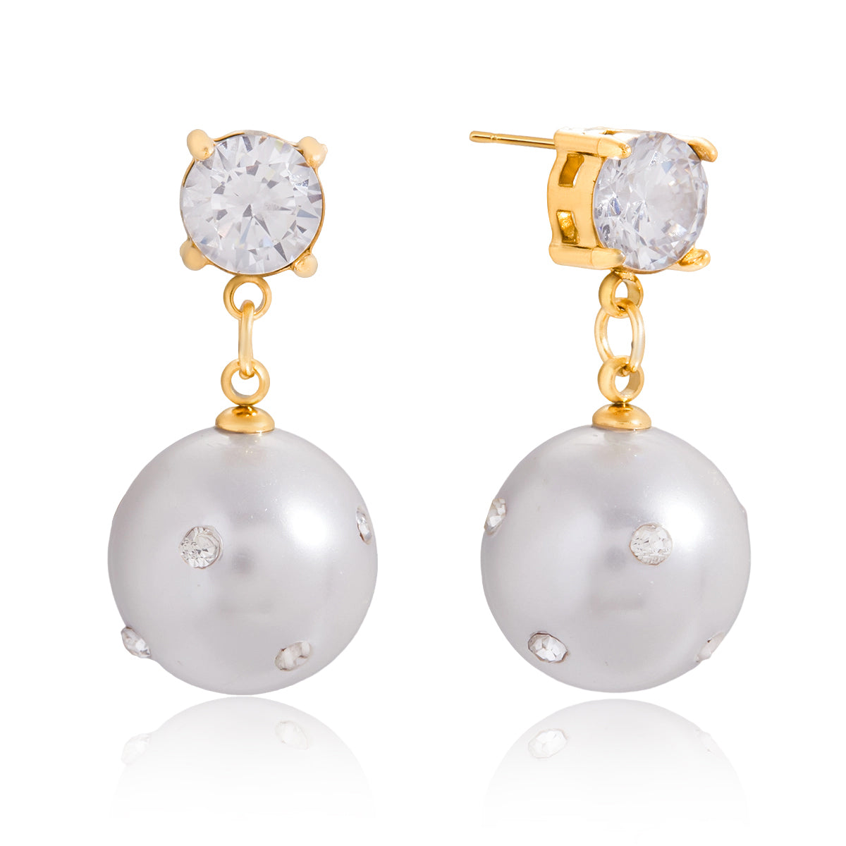 Mirage Crystal Pearl Earrings | 18K Gold-Plated