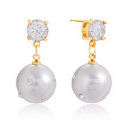 Mirage Crystal Pearl Earrings | 18K Gold-Plated