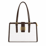 Clara Croc Tote White Brown