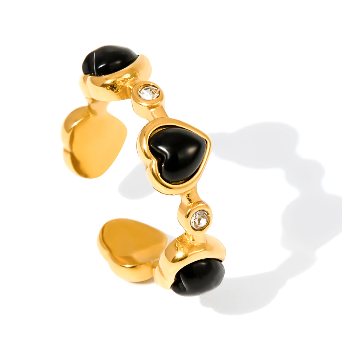 Esme Onyx Heart Ring | 18K Gold-Plated