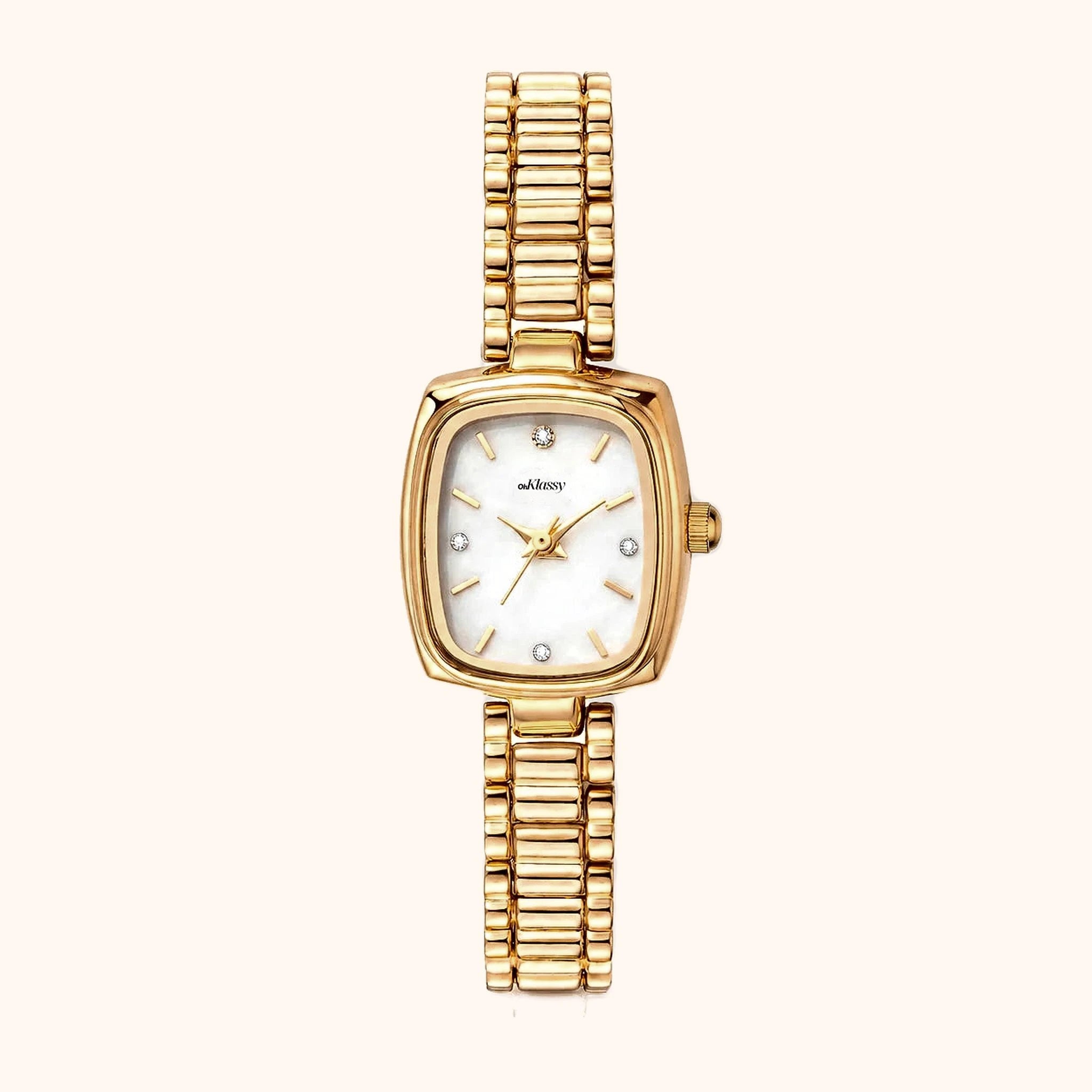 OhKlassy Aurora Gold women's vintage-inspired watch, front view