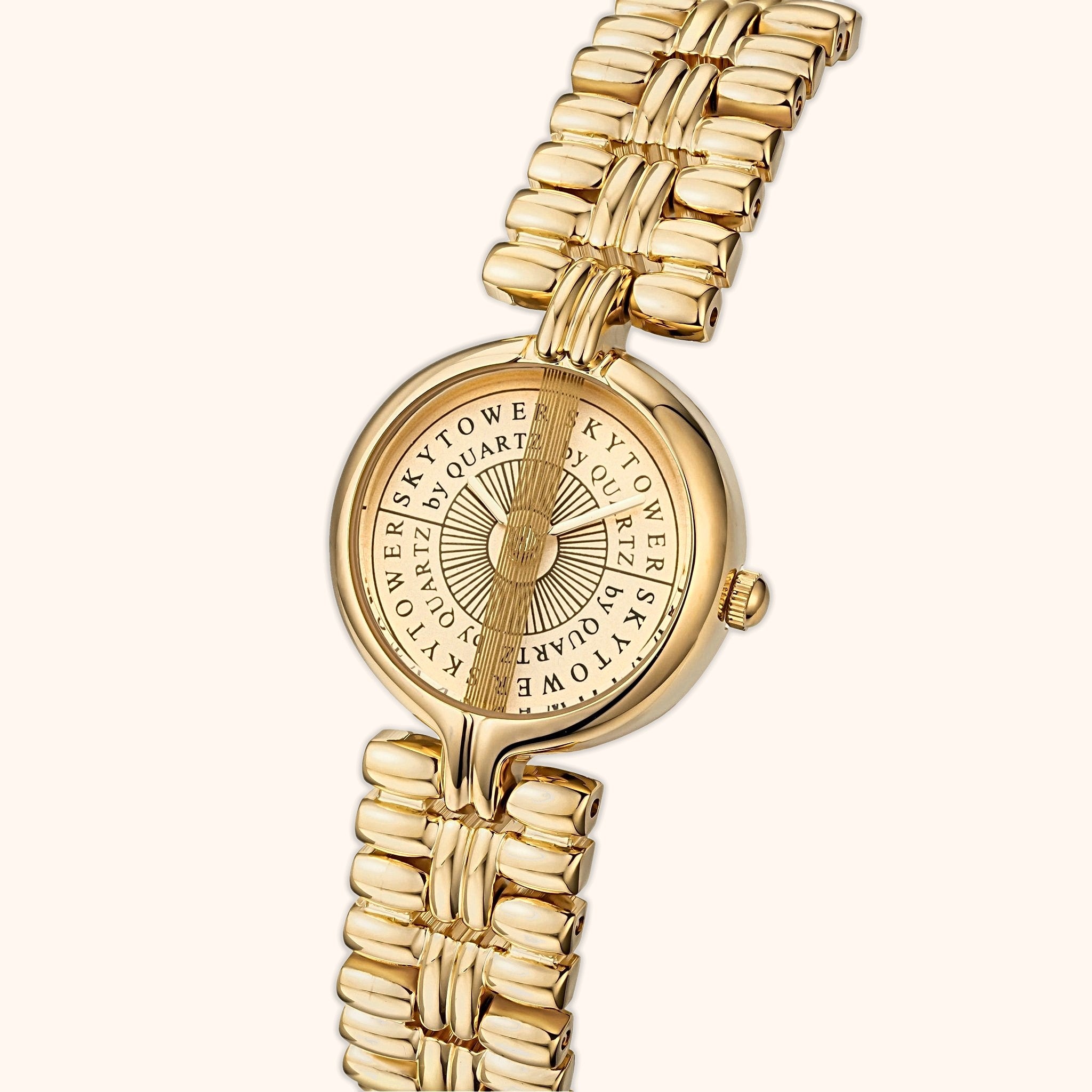 OhKlassy Amalia Gold women's vintage-inspired watch, angled side view