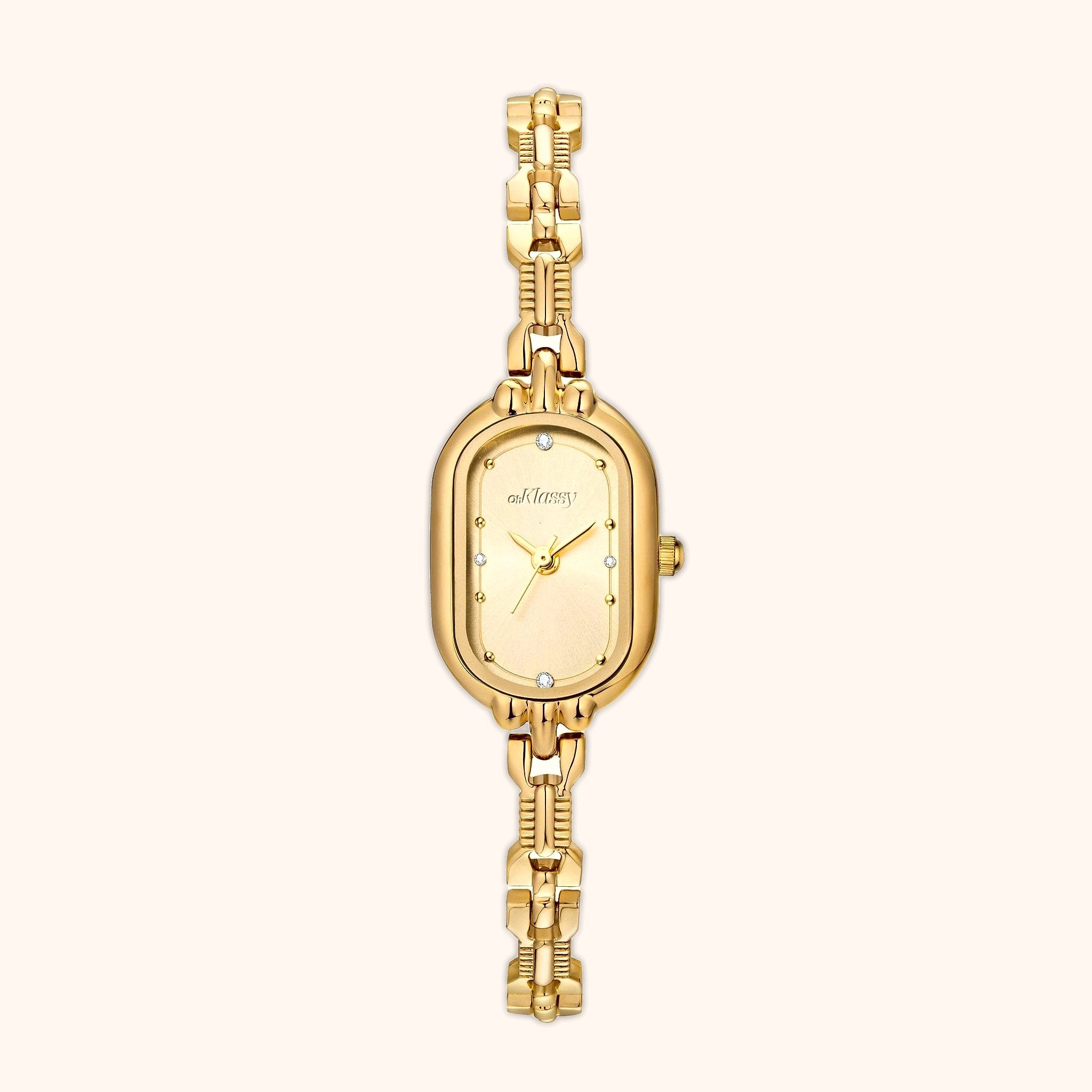 OhKlassy Amara Gold women's vintage-inspired watch, front view