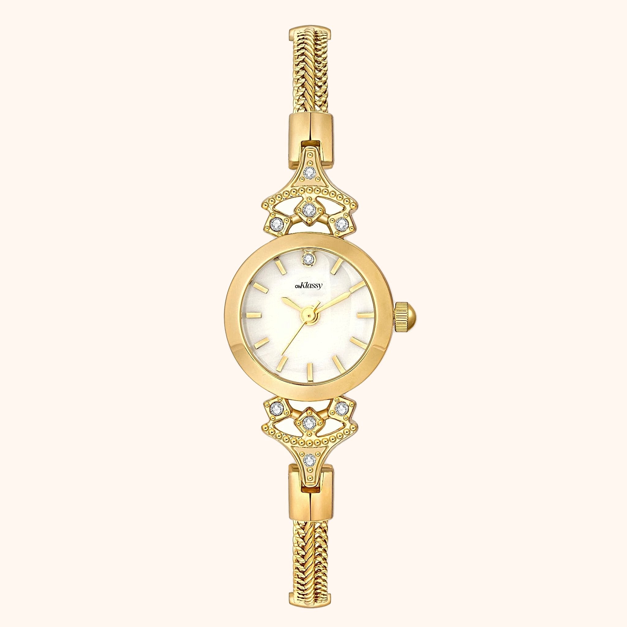 OhKlassy Anastasia Gold women's vintage-inspired watch, front view