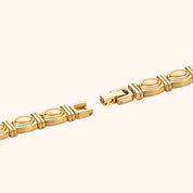 OhKlassy Anika Gold women's vintage-inspired watch, bracelet and clasp detail