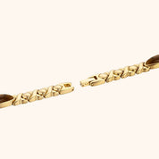 OhKlassy Anna Gold women's vintage-inspired watch, bracelet and clasp detail