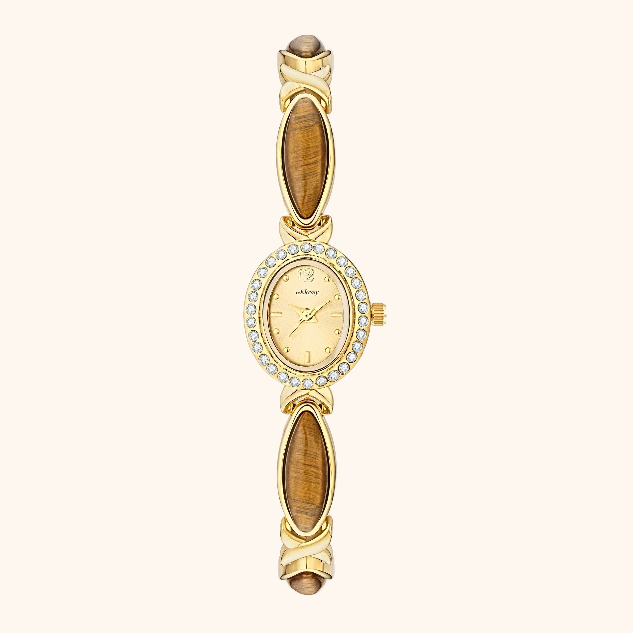OhKlassy Anna Gold women's vintage-inspired watch, front view