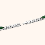 OhKlassy Anna Silver Green women's vintage-inspired watch, bracelet and clasp detail