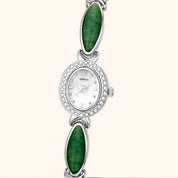 OhKlassy Anna Silver Green women's vintage-inspired watch, dial close-up