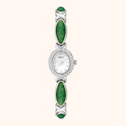 OhKlassy Anna Silver Green women's vintage-inspired watch, front view