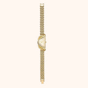 Orologio da donna OhKlassy Aurelia Gold in stile vintage, con dettagli su bracciale e chiusura