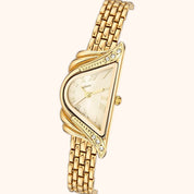 Orologio da donna OhKlassy Aurelia Gold in stile vintage, primo piano del quadrante