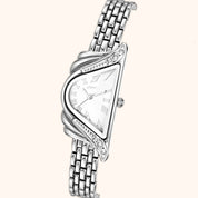 Orologio da donna OhKlassy Aurelia Silver di ispirazione vintage, primo piano del quadrante