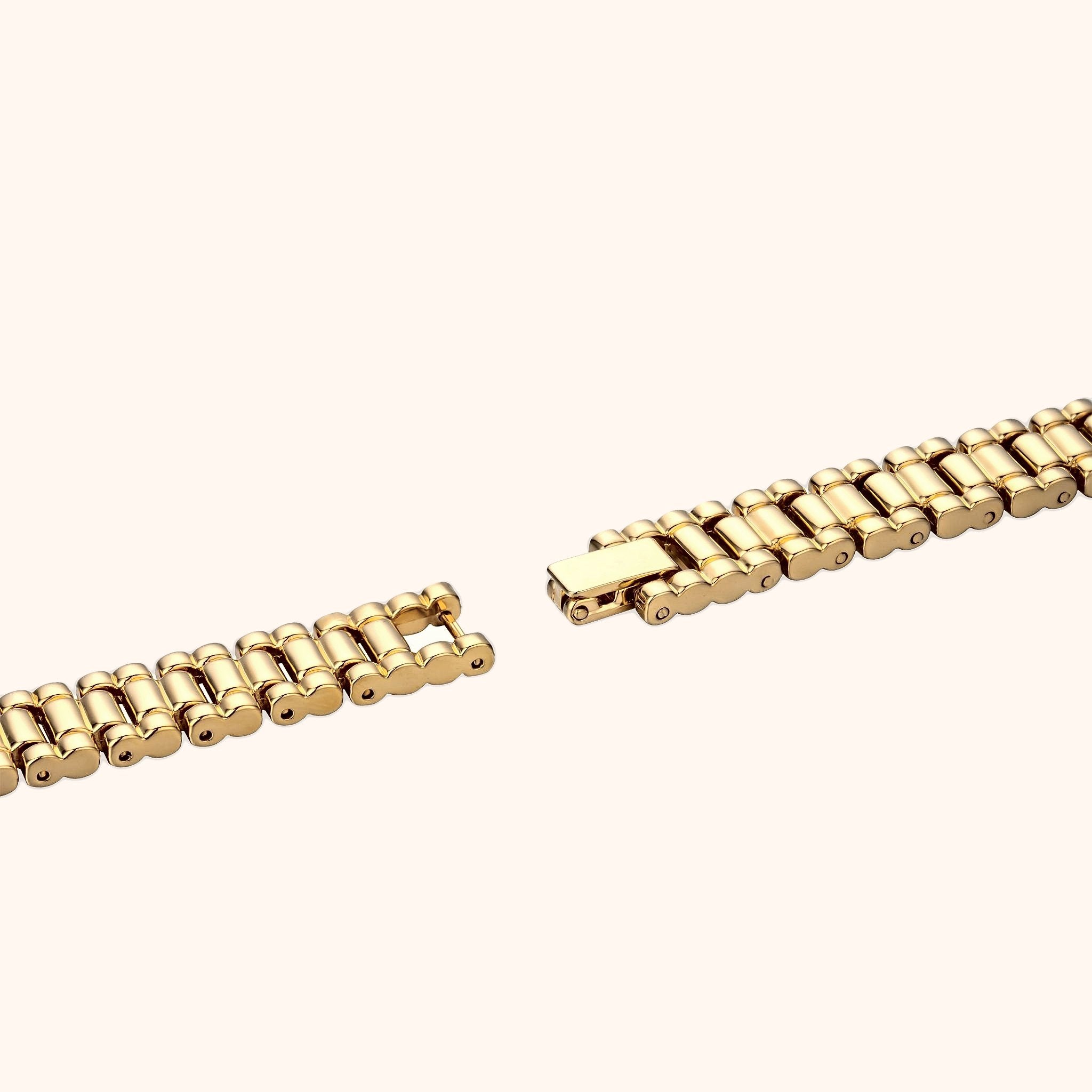 OhKlassy Aurora Gold Pearl: vintage-geïnspireerd dameshorloge, met details van de armband en sluiting
