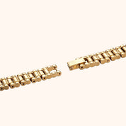 Orologio da donna OhKlassy Aurora Gold in stile vintage, con dettagli sul bracciale e sulla chiusura