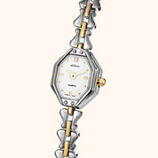 OhKlassy Celeste Two-Tone women's vintage-inspired watch, angled side view