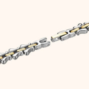 OhKlassy Celeste Two-Tone women's vintage-inspired watch, bracelet and clasp detail