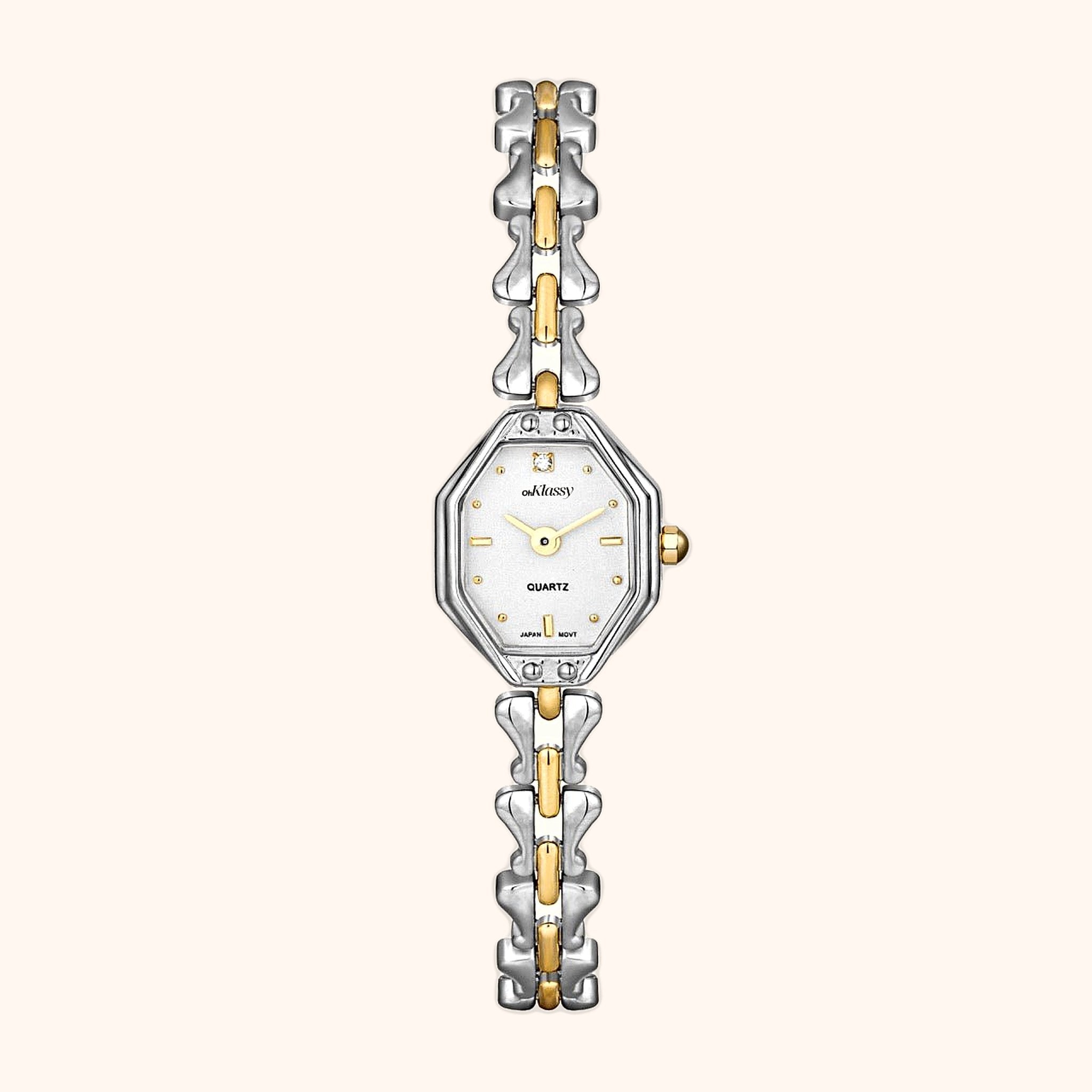 OhKlassy Celeste Two-Tone women's vintage-inspired watch, front view