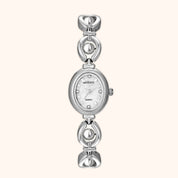 Montre pour femme OhKlassy Celina Silver d'inspiration vintage, vue de face