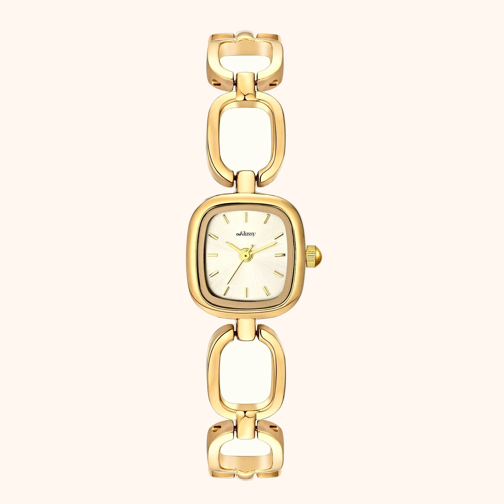 OhKlassy Colette Gold women's vintage-inspired watch, front view
