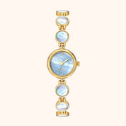 OhKlassy Coral Moon Gold women's vintage-inspired watch, front view