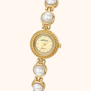 OhKlassy Dahlia Gold women's vintage-inspired watch, dial close-up