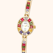 OhKlassy Delphine Gold women's vintage-inspired watch, dial close-up