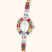 OhKlassy Delphine Silver women's vintage-inspired watch, dial close-up
