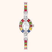 OhKlassy Delphine Silver women's vintage-inspired watch, front view