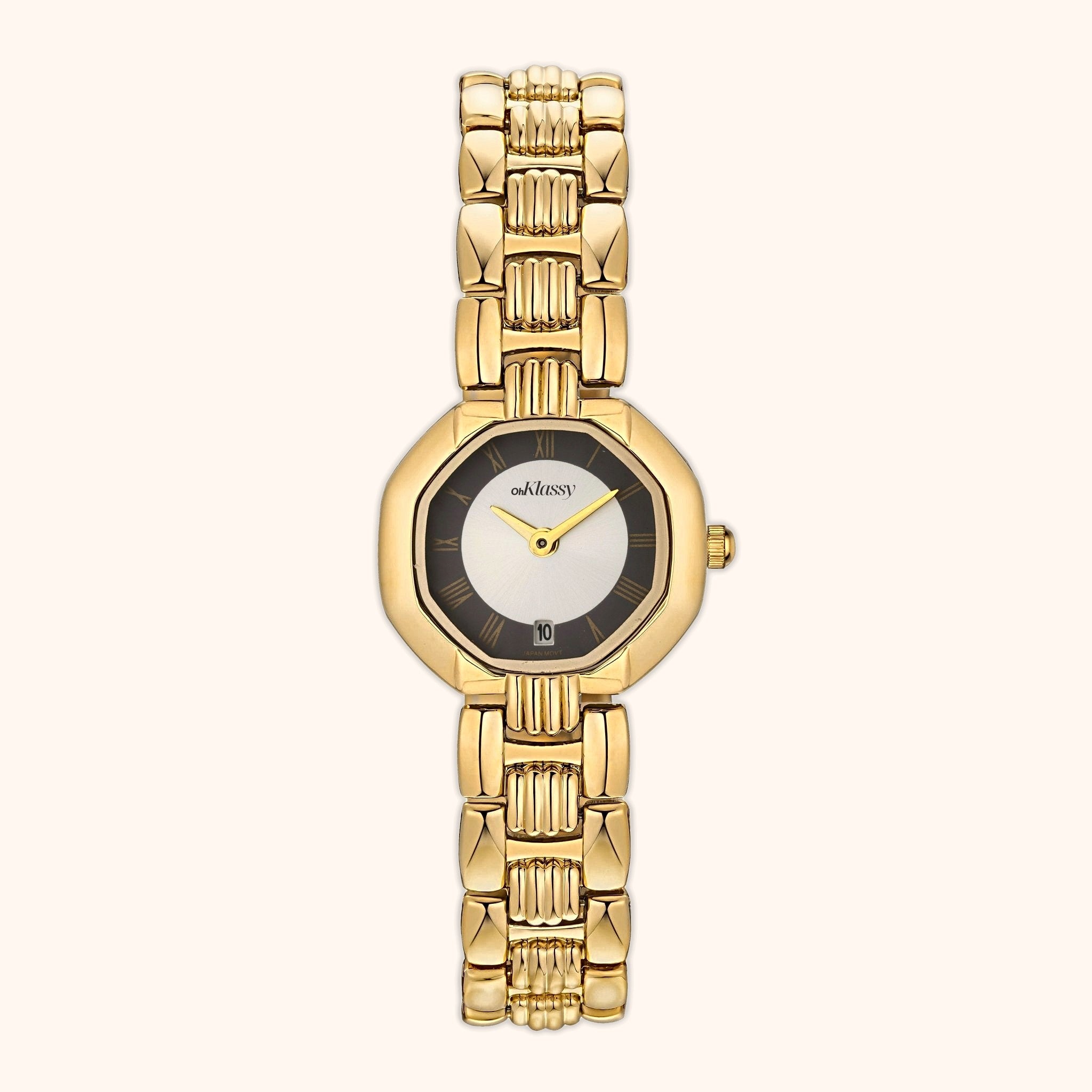 OhKlassy Diana Gold women's vintage-inspired watch, front view