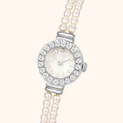 OhKlassy Elina Silver women's vintage-inspired watch, dial close-up
