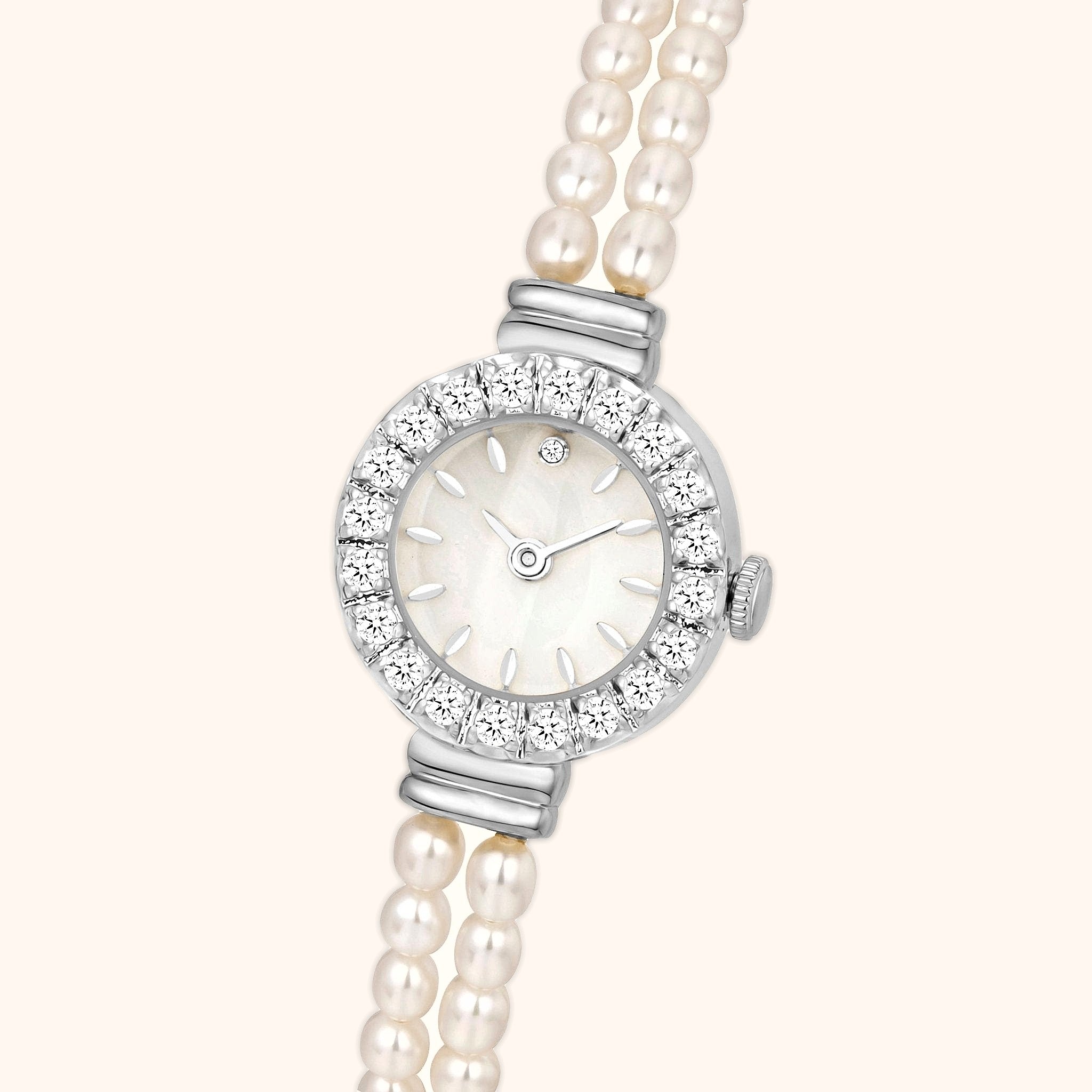 OhKlassy Elina Silver women's vintage-inspired watch, dial close-up