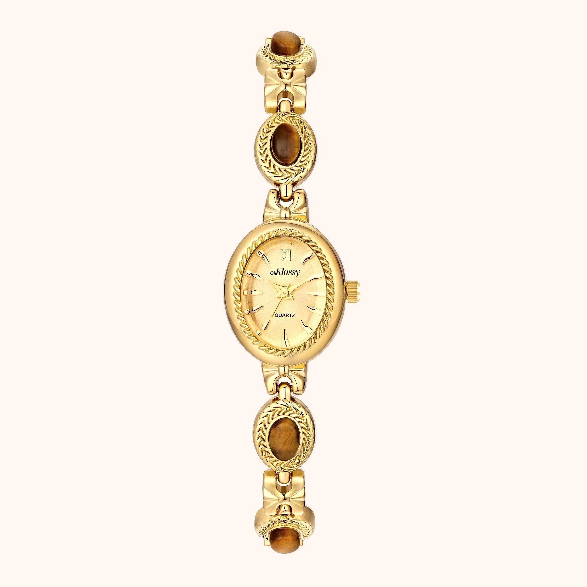 OhKlassy Eloise Gold women's vintage-inspired watch, front view