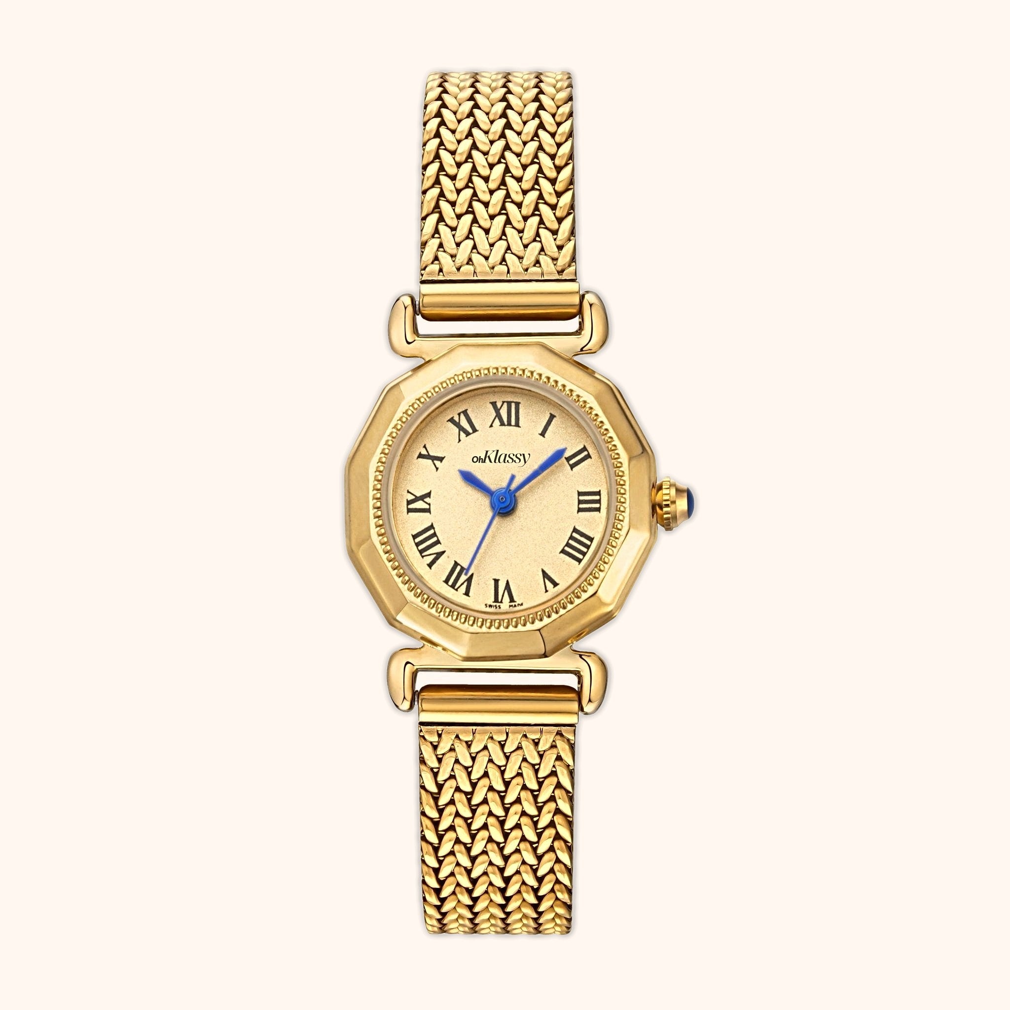 OhKlassy Emelia Gold women's vintage-inspired watch, front view