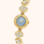 OhKlassy Emily Gold women's vintage-inspired watch, dial close-up