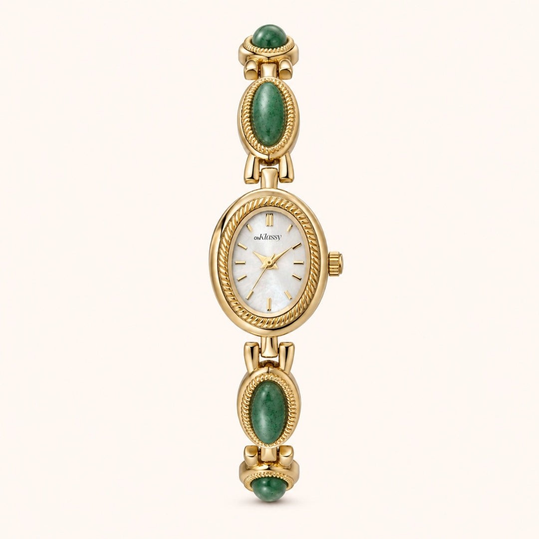 OhKlassy Gabriella Gold women's vintage-inspired watch, front view