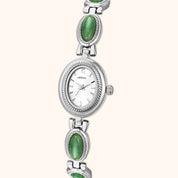 OhKlassy Gabriella Silver women's vintage-inspired watch, angled side view