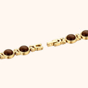 OhKlassy Gisella Gold Brown women's vintage-inspired watch, bracelet and clasp detail