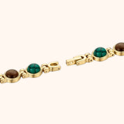 OhKlassy Gisella Gold Mix women's vintage-inspired watch, bracelet and clasp detail