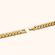 Orologio da donna OhKlassy Isabella Gold in stile vintage, con dettagli sul bracciale e sulla chiusura