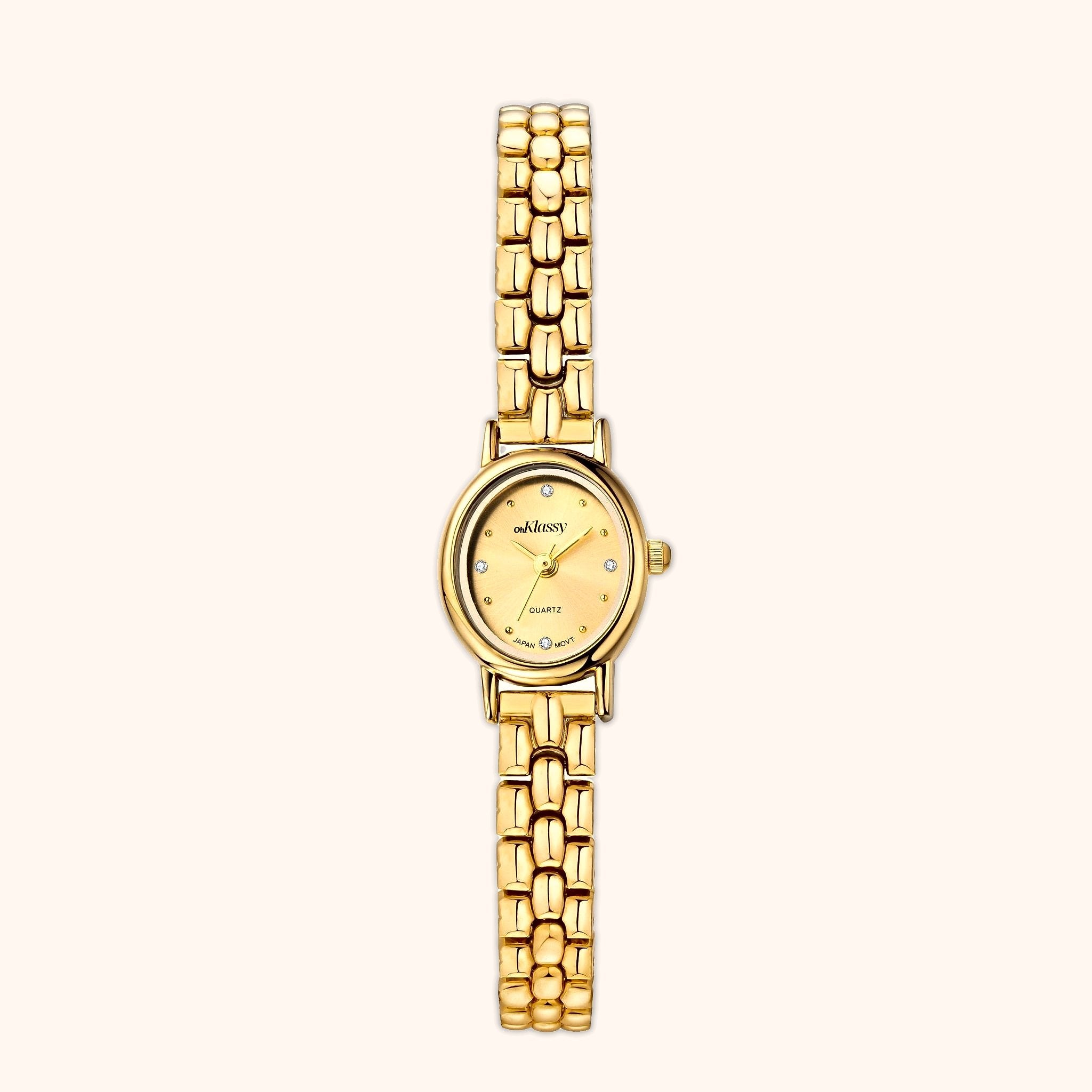OhKlassy Isabella Gold women's vintage-inspired watch, front view