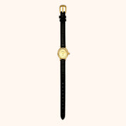 OhKlassy Isabella Leather Gold women's vintage-inspired watch, full length view