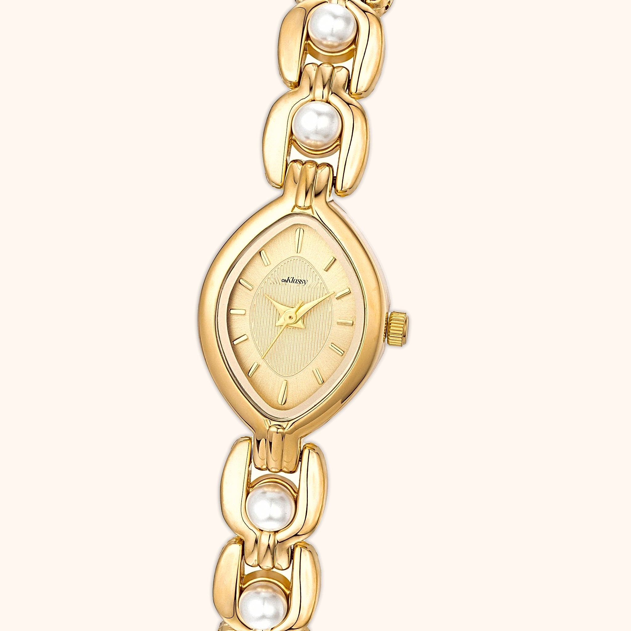 OhKlassy Isara Gold – Vintage-inspirierte Damenuhr, Nahaufnahme des Zifferblatts