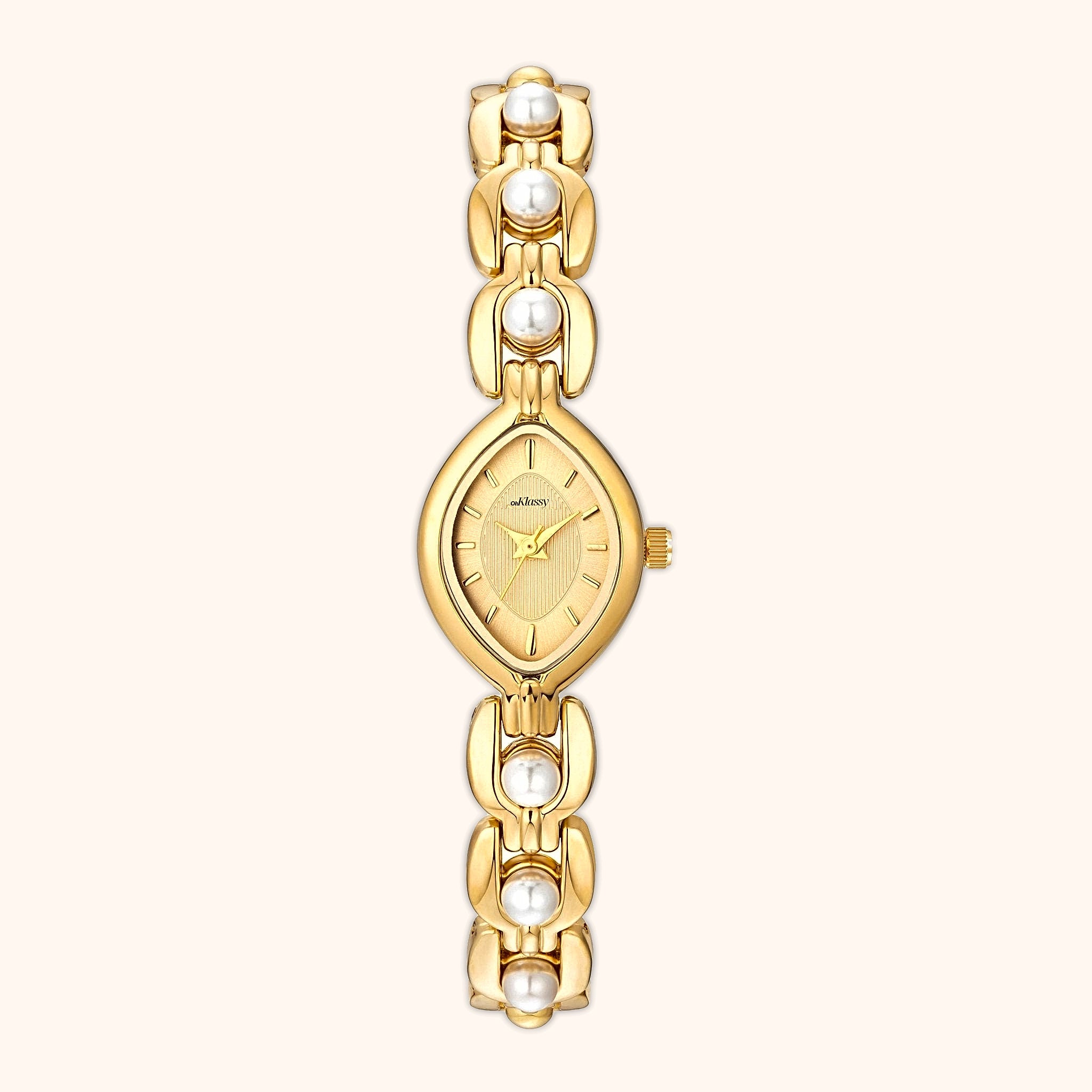 OhKlassy Isara Gold women's vintage-inspired watch, front view