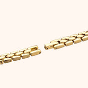 OhKlassy Ismara Gold women's vintage-inspired watch, bracelet and clasp detail