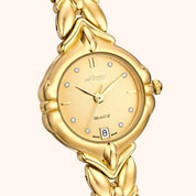 OhKlassy Julia Gold women's vintage-inspired watch, dial close-up