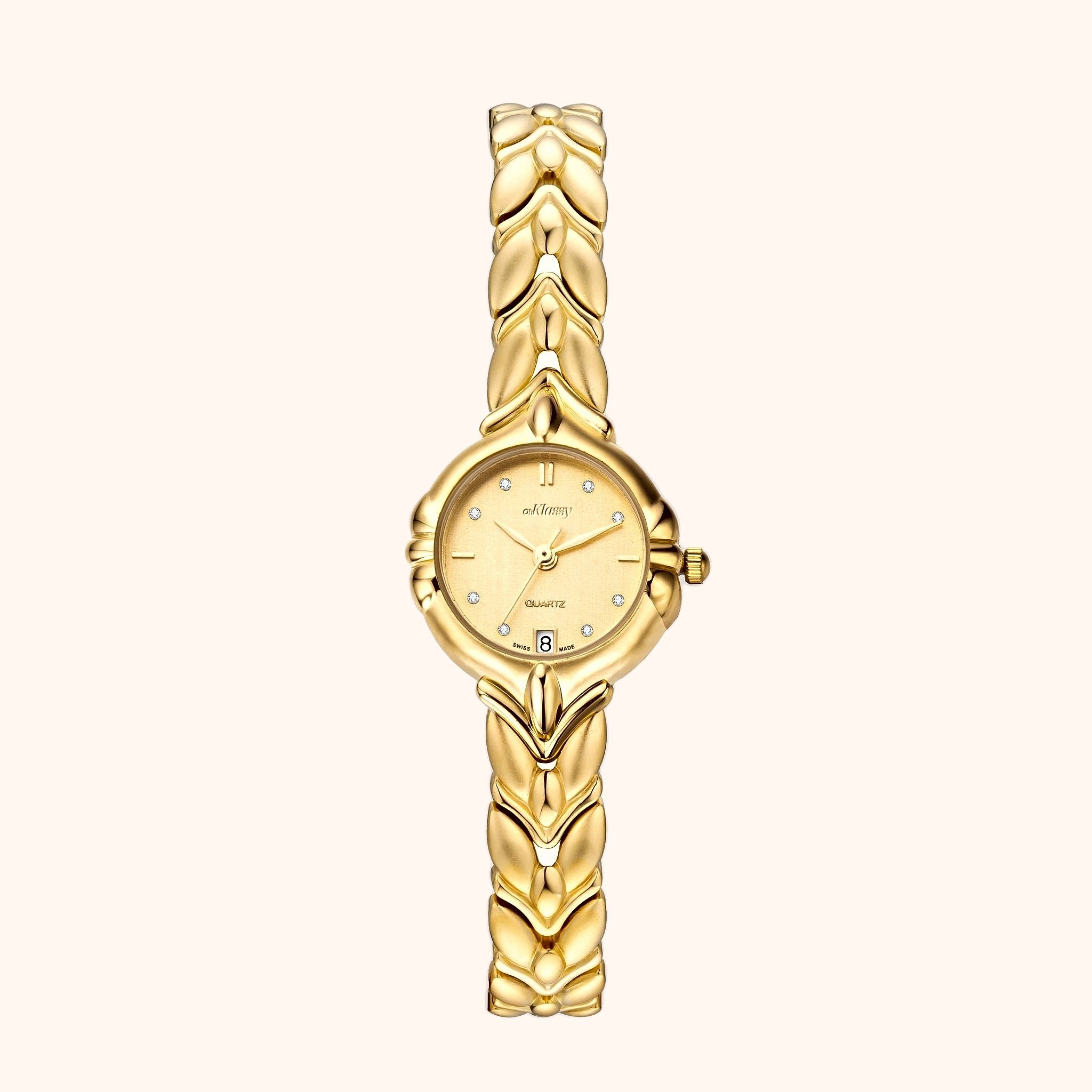 OhKlassy Julia Gold women's vintage-inspired watch, front view
