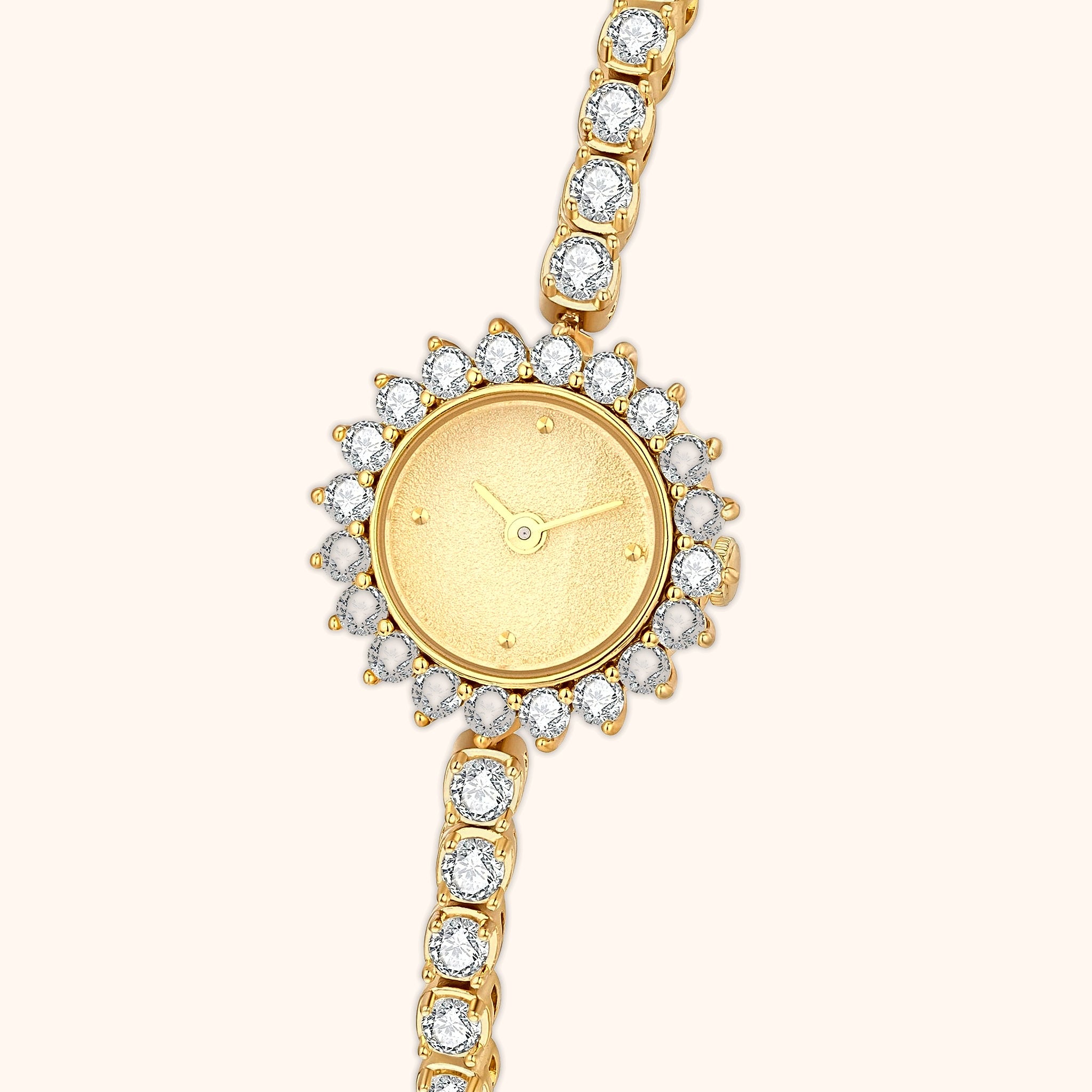 OhKlassy Laura Gold women's vintage-inspired watch, dial close-up