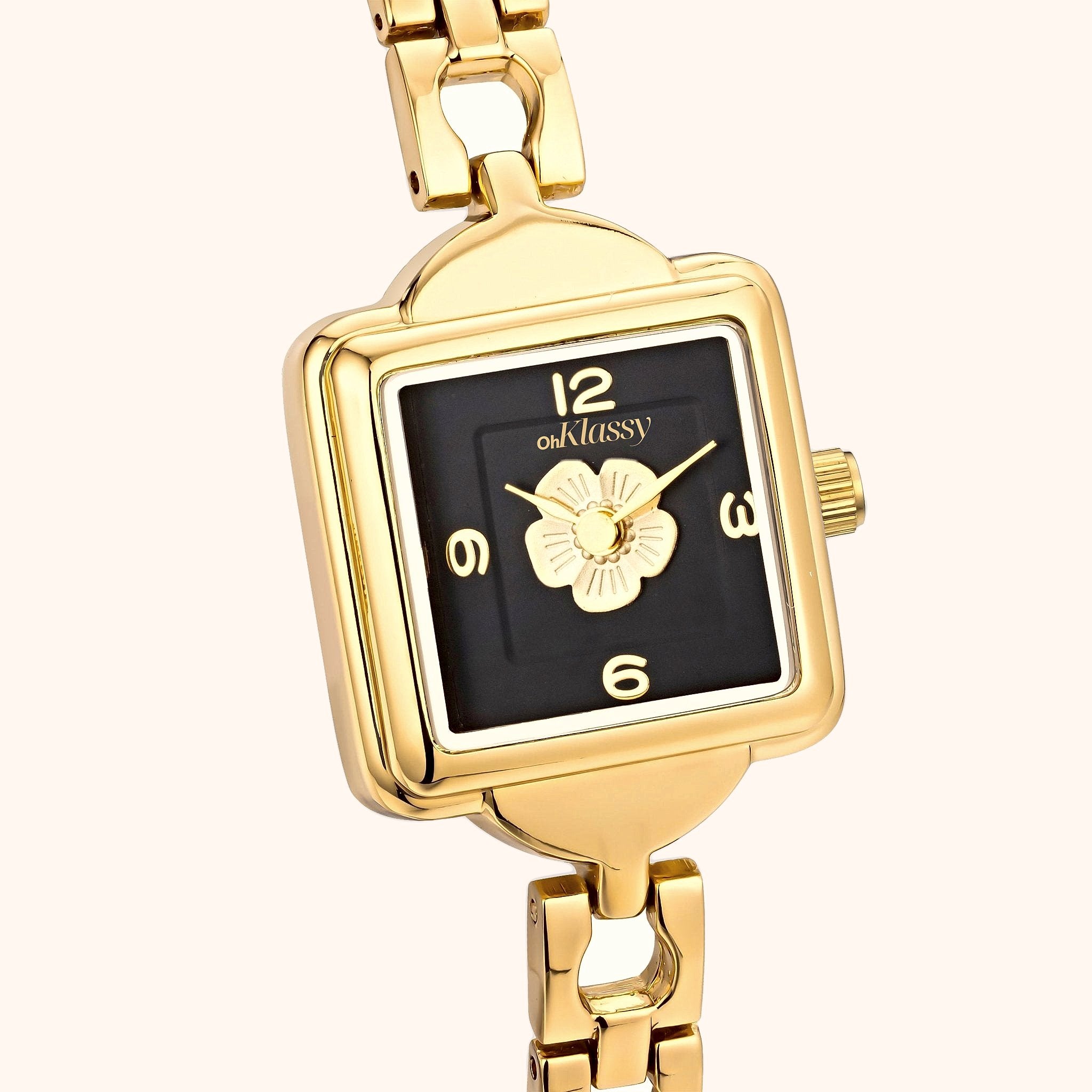 OhKlassy Lila Gold women's vintage-inspired watch, dial close-up